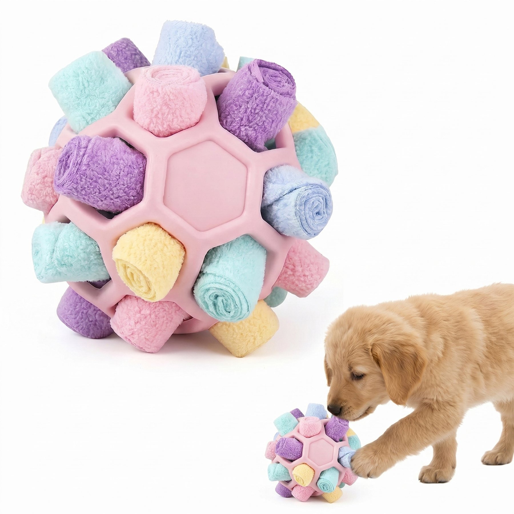 Kseroo Bite Resistant Snuffle Ball Dog Toy, Pink