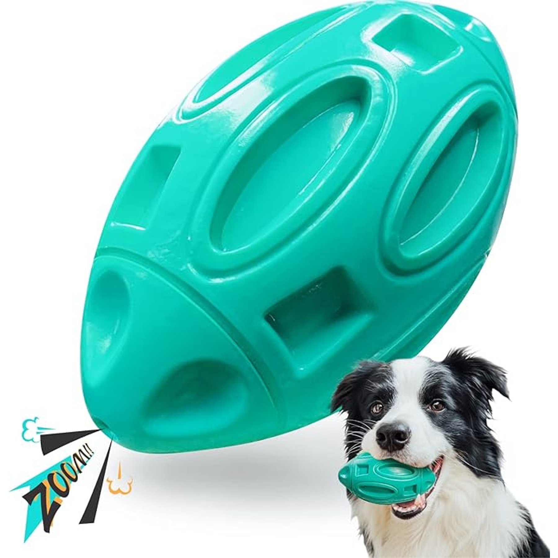 Kseroo Squeaky Rubber Chew Dog Toy, Lake Blue