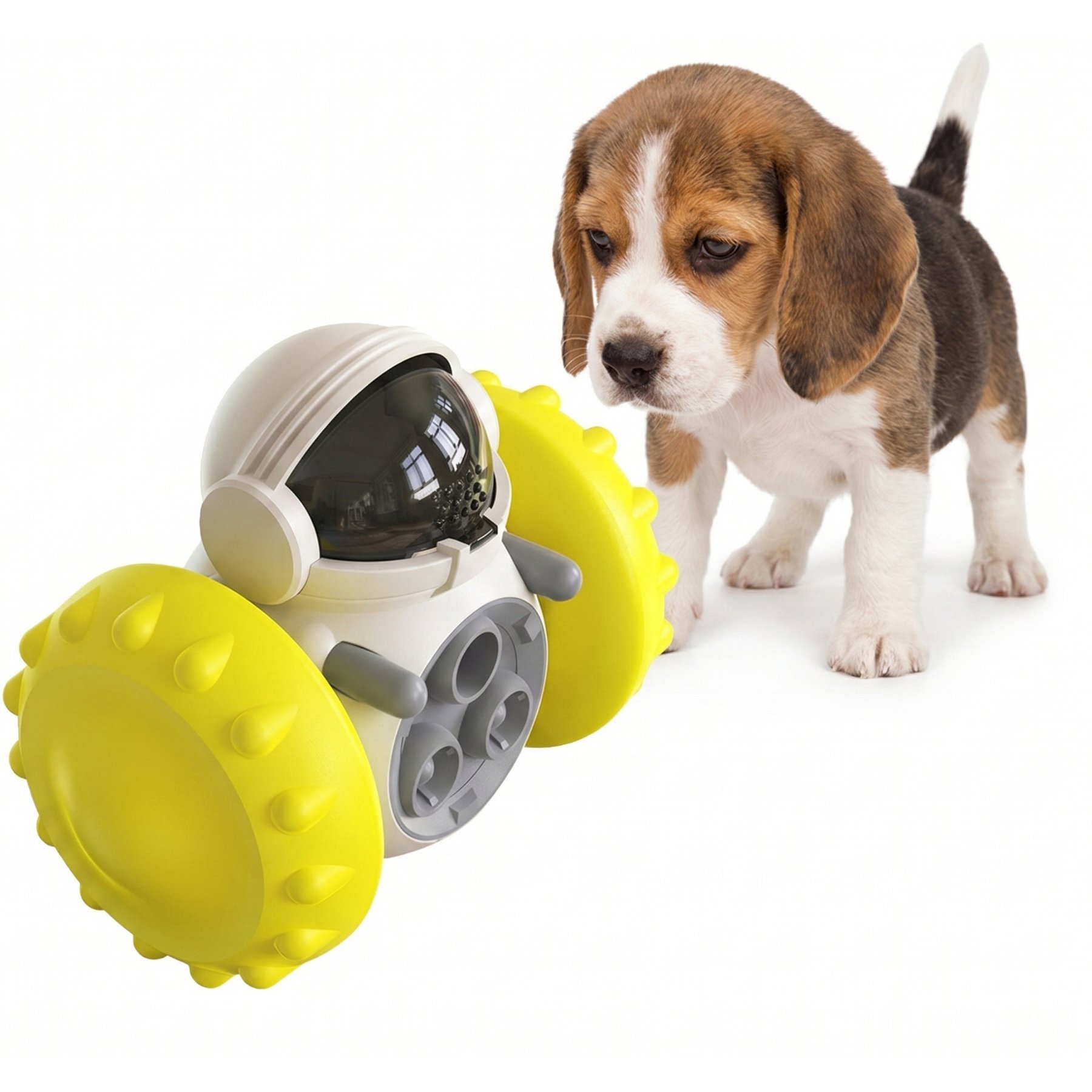 Kseroo Wobble Treat Dispenser Puzzle Dog Toy, Yellow