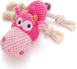 Kseroo Hippo Cotton Crinkle Paper Stuffed Durable Squeaky Dog Toy, Pink