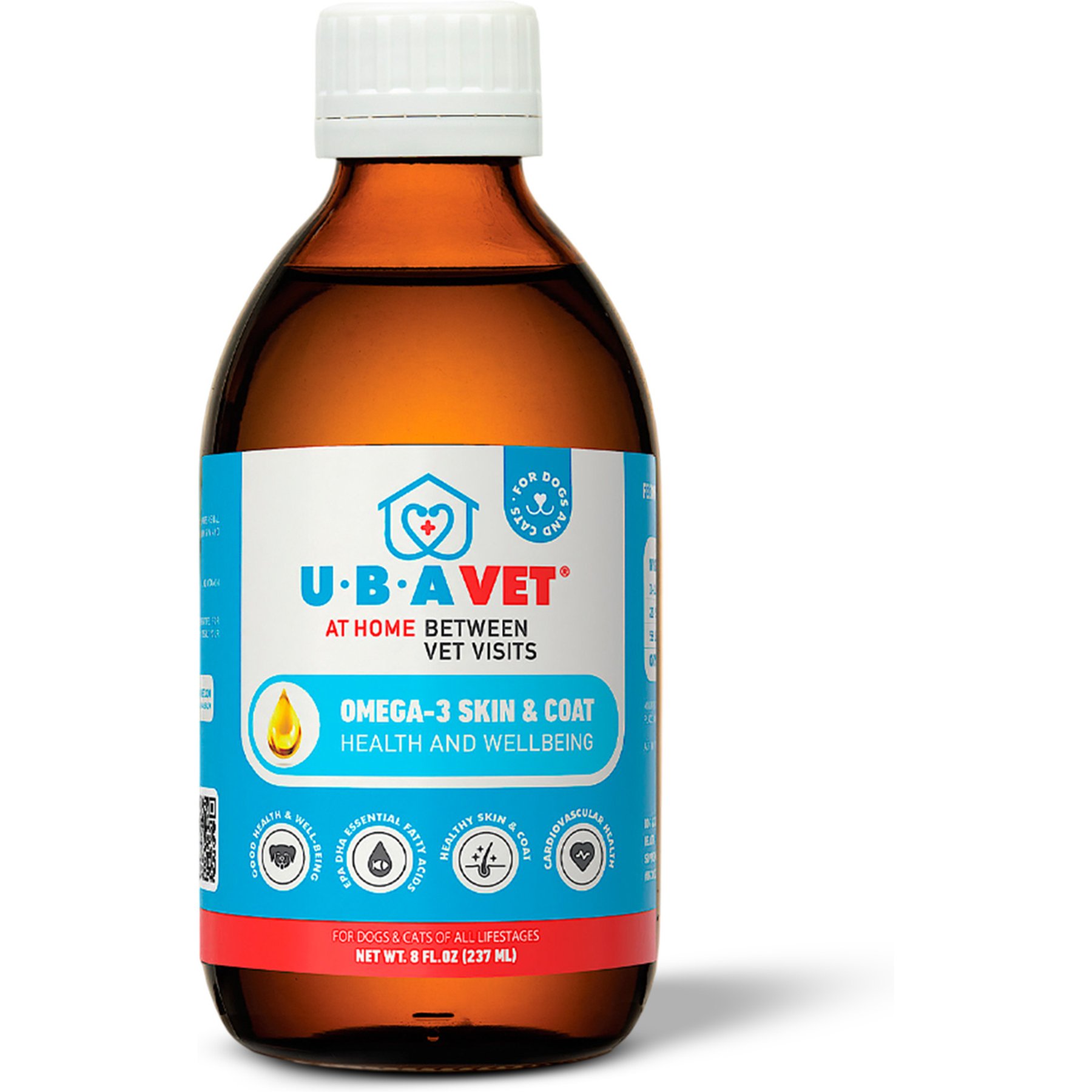 UBAVET Omega-3 Liquid Skin & Coat Supplement for Dogs & Cats, 8-fl oz bottle