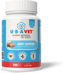 UBAVET Hip & Joint Support Chicken Flavored Chewable Tablets Joint Supplement for Dogs & Cats, 180 count