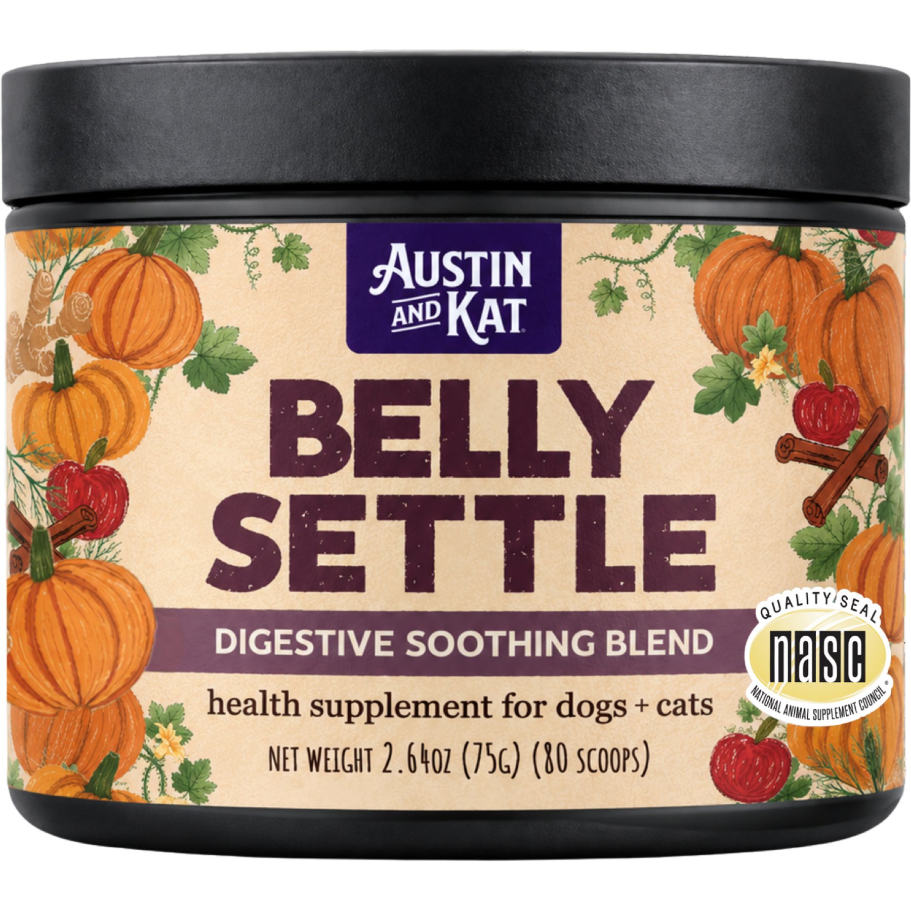 Austin and Kat Belly Settle Pumpkin Digestive Support Supplement for Dogs, 75-g, 75-g