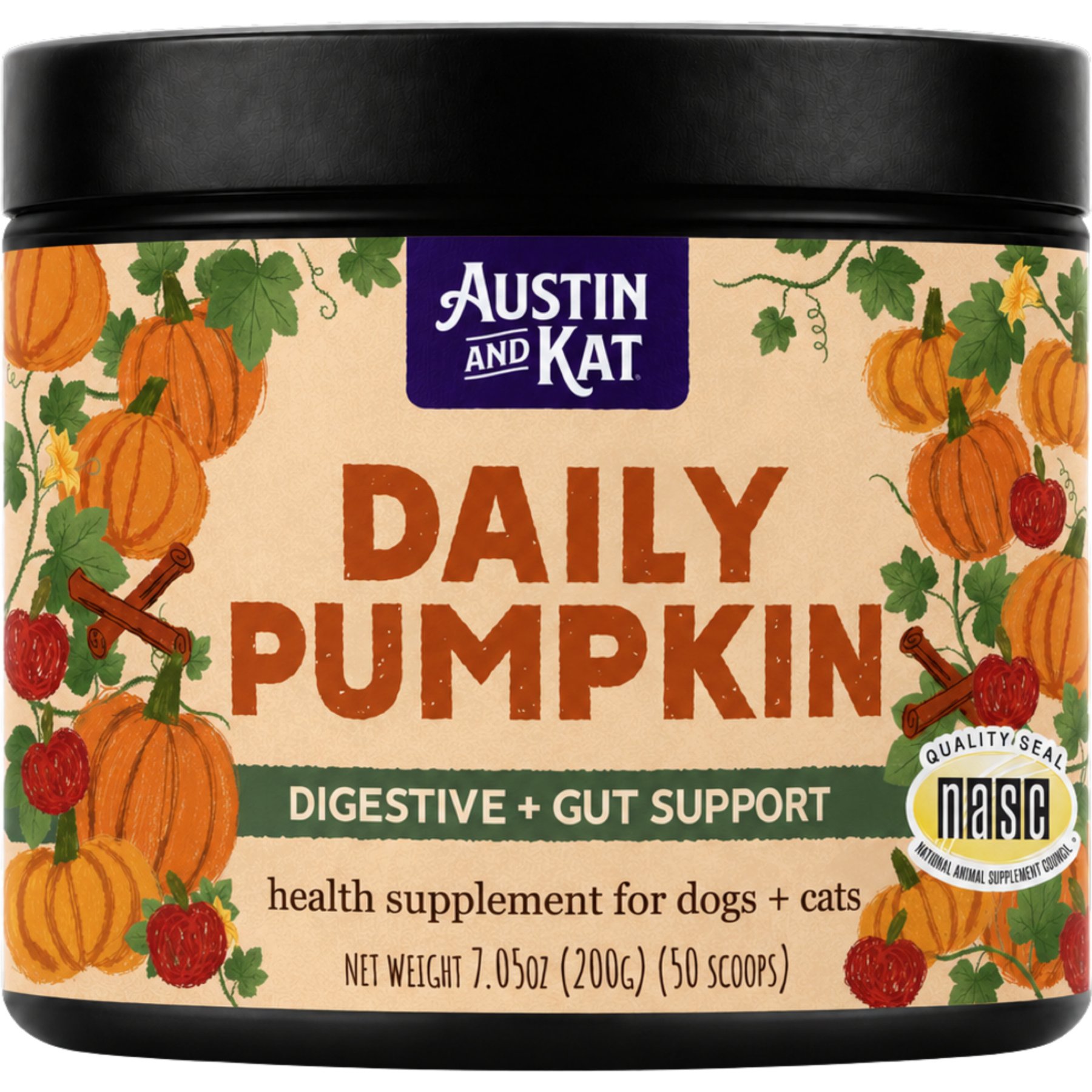 Austin and Kat Daily Pumpkin Digestive Support Powder Supplement for Dogs, 200-g
