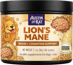 Austin and Kat Lion's Mane Powder Brain Health Supplement for Dogs, 2.1-oz jar