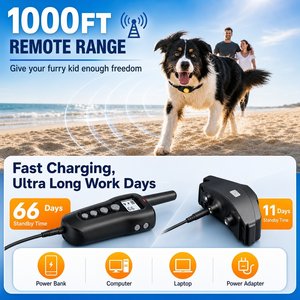 PATPET P320 1000ft Remote Dog Training Shock eCollar, Small, Black 1 count