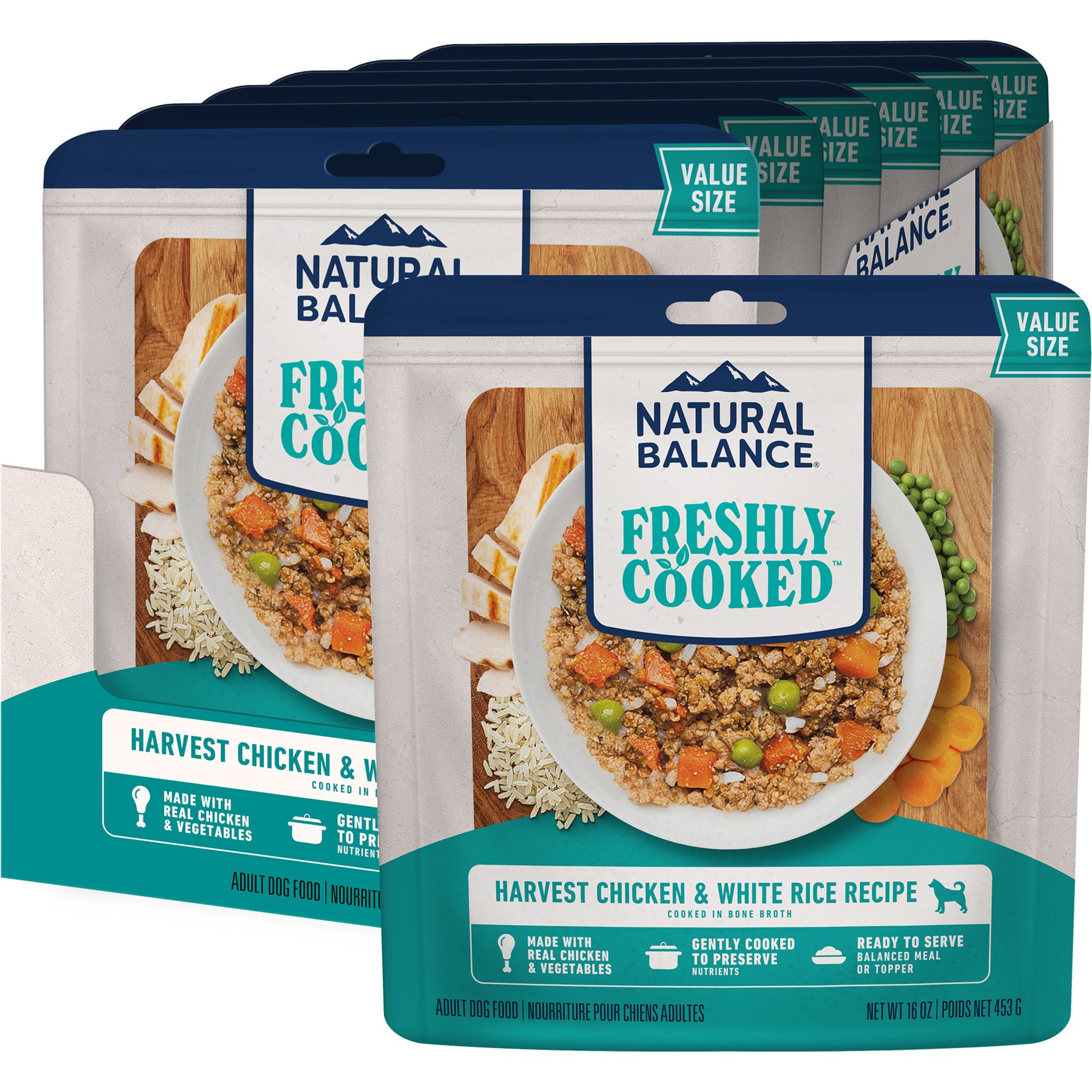 Natural Balance Freshly Cooked Harvest Chicken & Rice Recipe Wet Dog Food, 16-oz pouch, case of 6