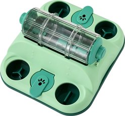 Twinsing Slow Feeding Roller with Flip Covers Interactive Treat Puzzle Dog & Cat Toy, Green