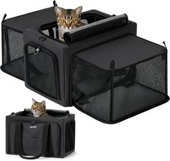 Pecute Dual-Sided Expandable Dog & Cat Carrier, Dark Grey