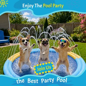 Furvii Non-Slip Family Splash Pad Thick BPA-Free Sprinkler Mat Dog Toy, Giant, 78-in