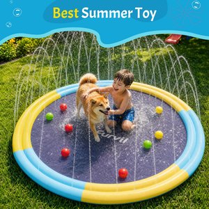 Furvii Non-Slip Family Splash Pad Thick BPA-Free Sprinkler Mat Dog Toy, Giant, 78-in