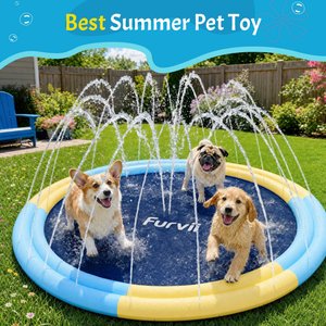 Furvii Non-Slip Family Splash Pad Thick BPA-Free Sprinkler Mat Dog Toy, Giant, 78-in