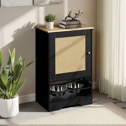 Yafylly Hidden Cat Feeding Station with Storage, Black