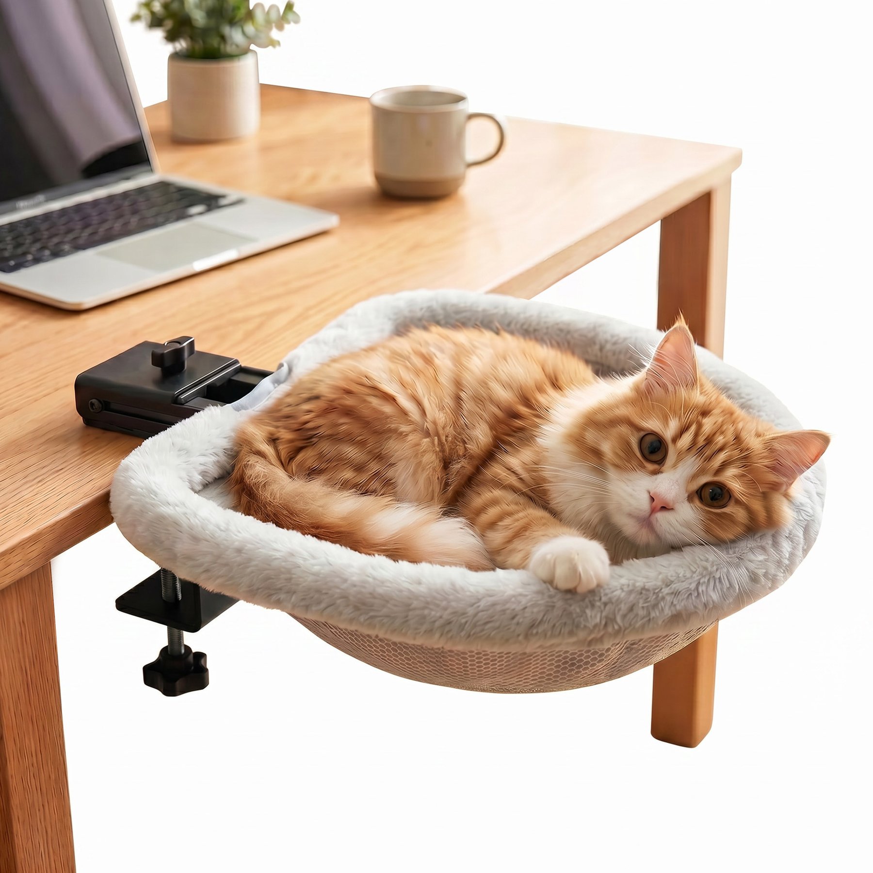 PatiencET Foldable Machine Washable Elevated Cat Bed, Grey, Medium