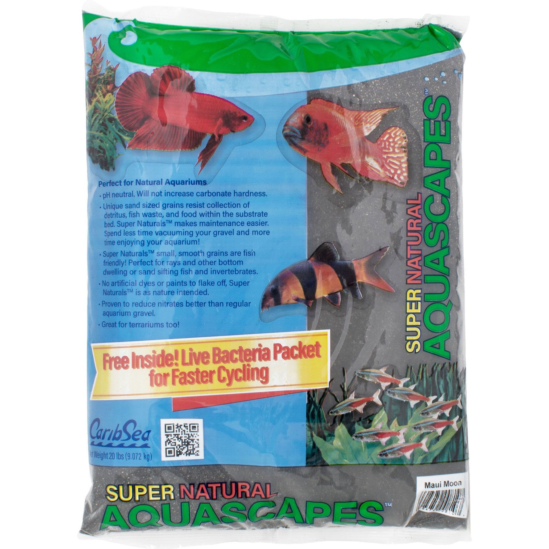 CaribSea Super Natural Aquascapes Maui Moon, Black/Natural, 20-lb bag