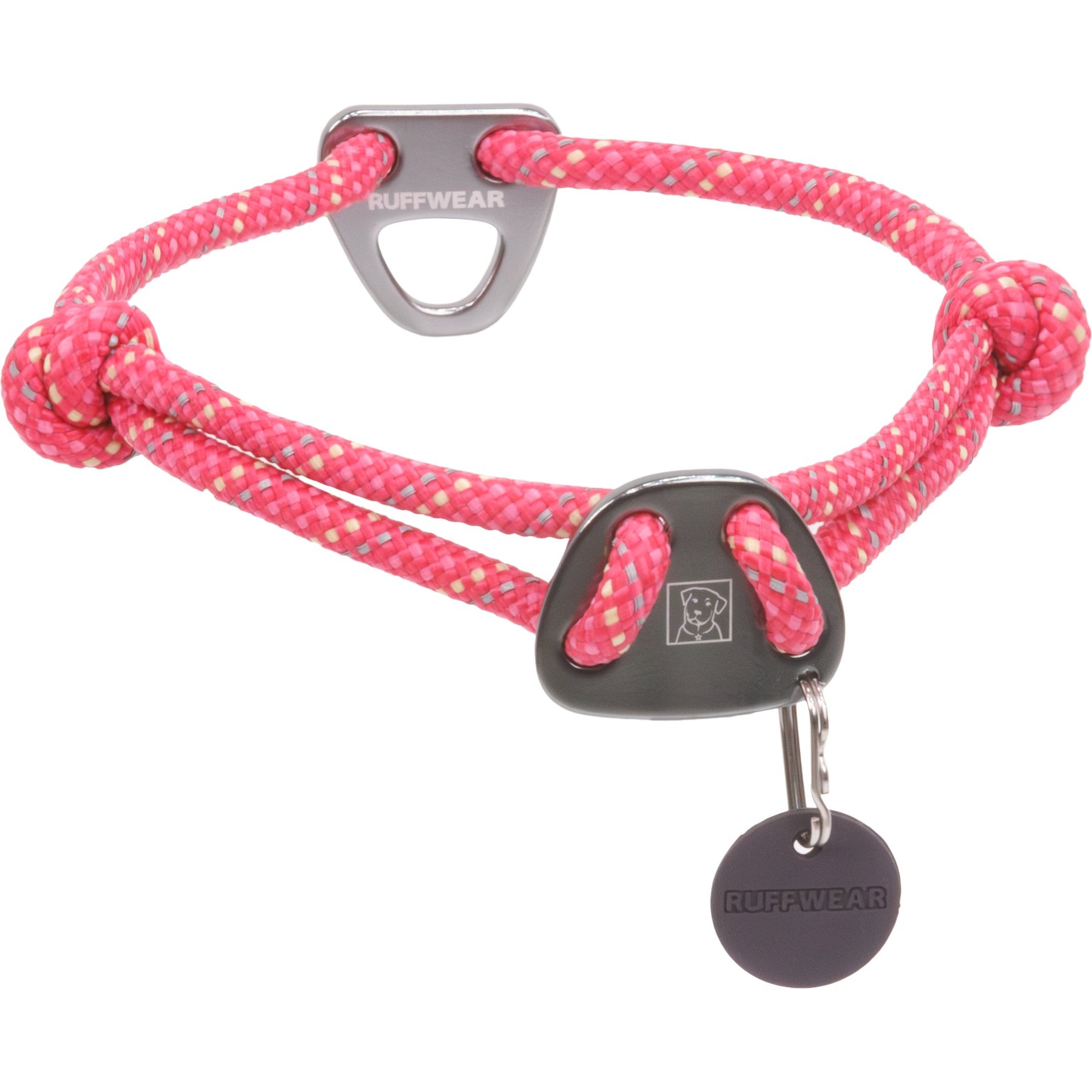 Ruffwear Knot-a-Collar Reflective Dog Collar, Fireweed Pink, 20 to 26-in neck, 3/8-in wide