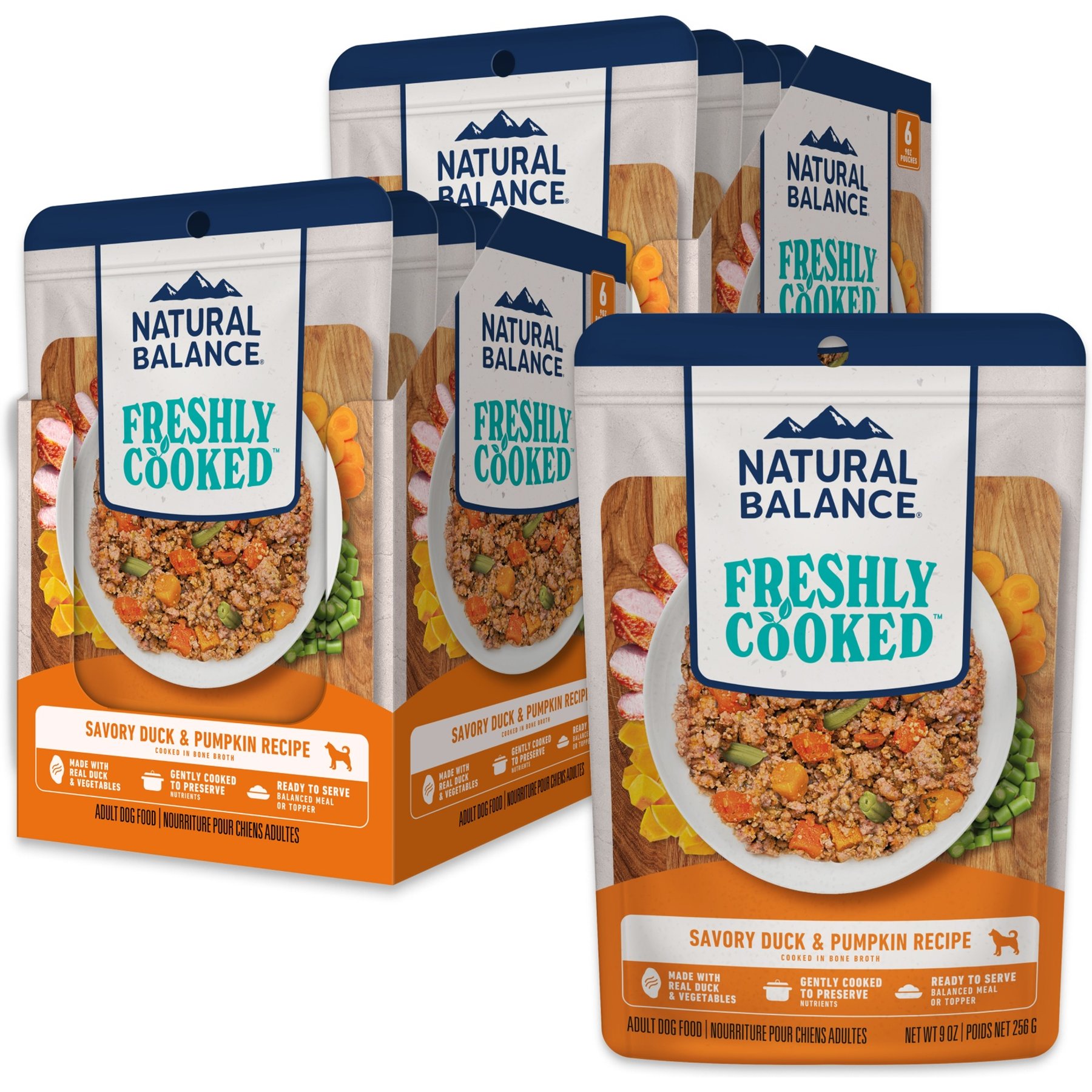 Natural Balance Freshly Cooked Savory Duck & Pumpkin Recipe Wet Dog Food, 9-oz pouch, case of 12