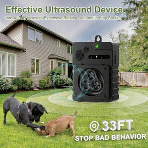 Luckypets Ultrasonic 3 Frequencies, IP45 Waterproof Barking Dog Deterrent System, Black