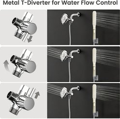 Petajoy 3 Mode Shower Attachment Handheld High Pressure Sprayer with On/Off Switch & 8-ft Flex Hose Dog Grooming Accessory, White/Gray slide 2 of 8
