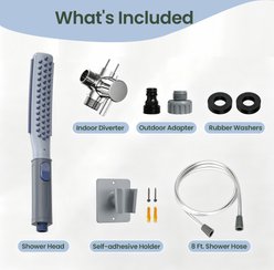 Petajoy 3 Mode Shower Attachment Handheld High Pressure Sprayer with On/Off Switch & 8-ft Flex Hose Dog Grooming Accessory, Navy slide 2 of 8