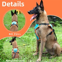 Luckypets 2-in-1 No Pull Retractable Leash, Automatic Anti Burst Impact Function,Adjustable Breathable Vest Dog Harness, Lake Blue, Medium: 22 to 27-in chest slide 2 of 6