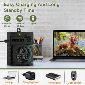 Luckypets Ultrasonic 3 Frequencies, IP45 Waterproof Barking Dog Deterrent System, Black