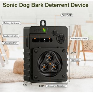 Luckypets Ultrasonic 3 Frequencies, IP45 Waterproof Barking Dog Deterrent System, Black