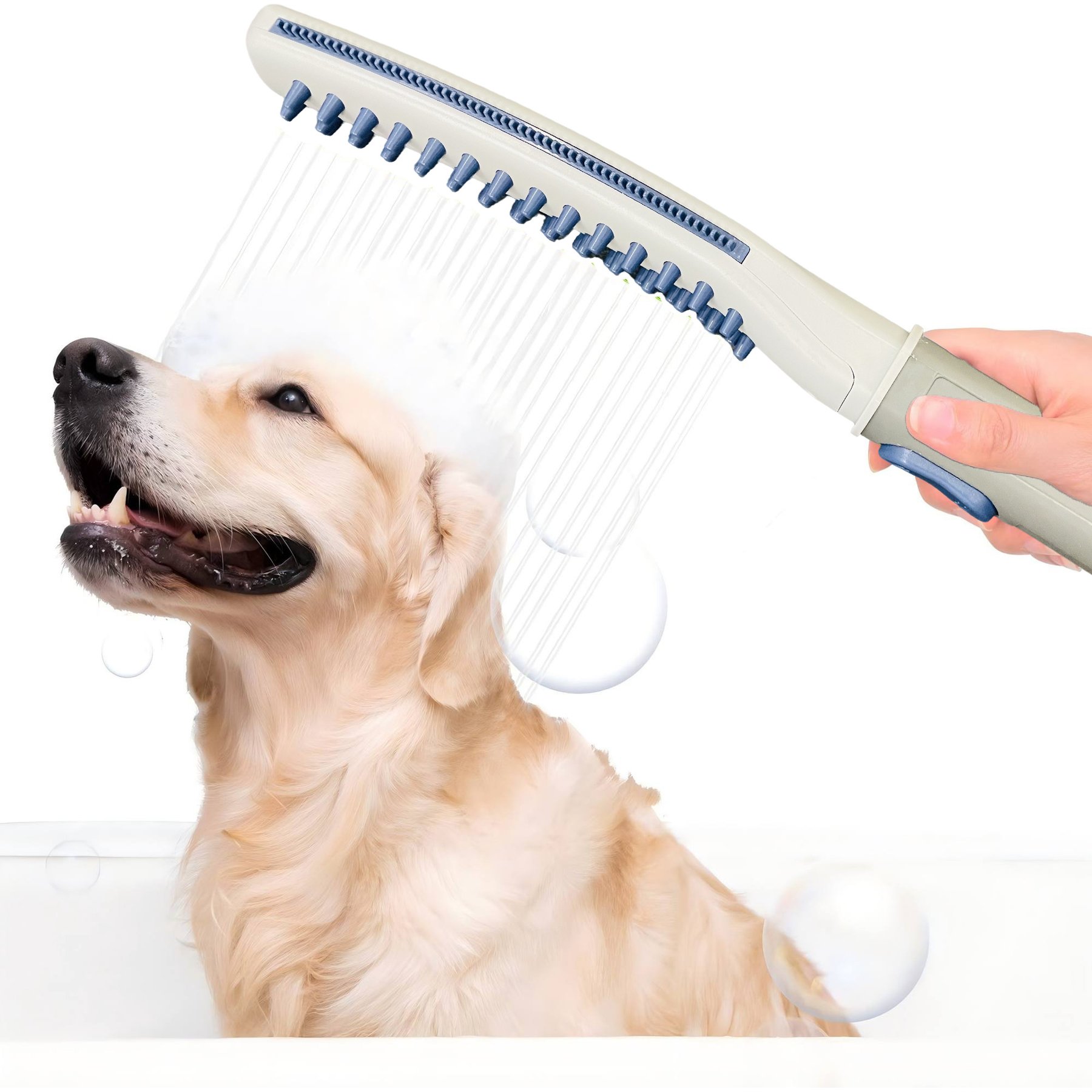 Petajoy 3 Mode Shower Attachment Handheld High Pressure Sprayer with On/Off Switch & 8-ft Flex Hose Dog Grooming Accessory, Navy