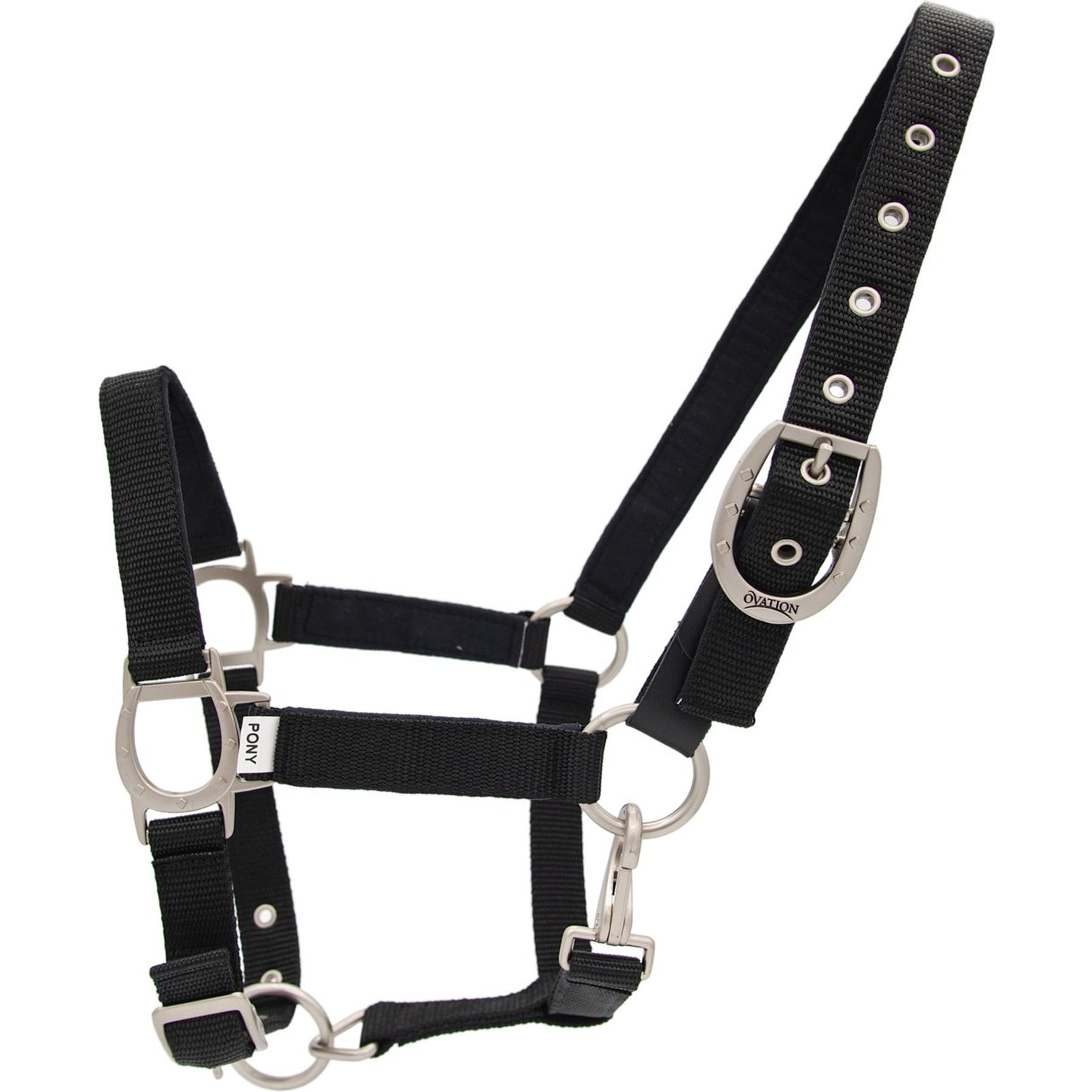 Ovation Lucky Adjustable Breakaway Horse Halter, Black, Full