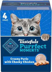Blue Buffalo Tastefuls Purrfect Moments Creamy Purée Snack No Corn Wheat Soy Cheeky Chicken Lickable Cat Treats, 1.2-oz cup, 4 count
