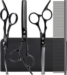 GLADOG Professional 5-in-1 Dog Grooming Scissors Kit with Safety Round Tips, Black, 6-in, 4 count slide 1 of 7
