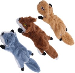 Newget Interactive Stuffed Chew Squeaky Plush Squirrel Dog Toy, 3 count