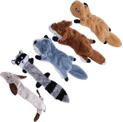 Newget Animal Shaped Interactive Chew Squeaky Plush Dog Toy, 5 count