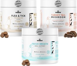 Dr Woow Dog Chew Wellness Bundle - Fresh Breath, Immune Support, Flea & Tick Prevention