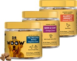 Dr Woow Dog Supplement Starter Bundle - Allergy & Immune, Skin & Coat, Pre, Pro, Post-Biotics
