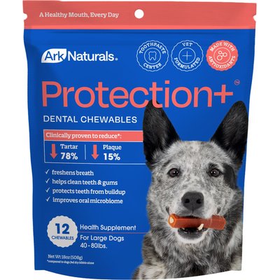 Ark Naturals Ark Naturals Protection+ Brushless Toothpaste Large Dental Dog Treats, 18-oz bag, 12 count