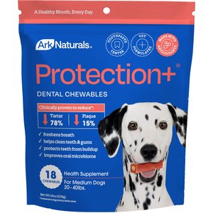 Ark Naturals Brushless Toothpaste Protection+ Medium Dental Dog Treats, 18 count
