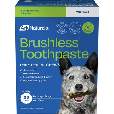 Ark Naturals Ark Naturals Brushless Toothpaste Large Dental Dog Treats, 54-oz box, 32 count