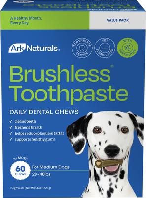 ARK NATURALS Brushless Toothpaste Medium Dental Dog Treats, 54-oz