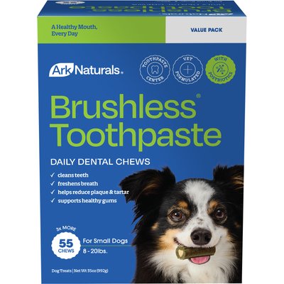 Ark Naturals Ark Naturals Brushless Toothpaste Small Dental Dog Treats, 35-oz box, 55 count