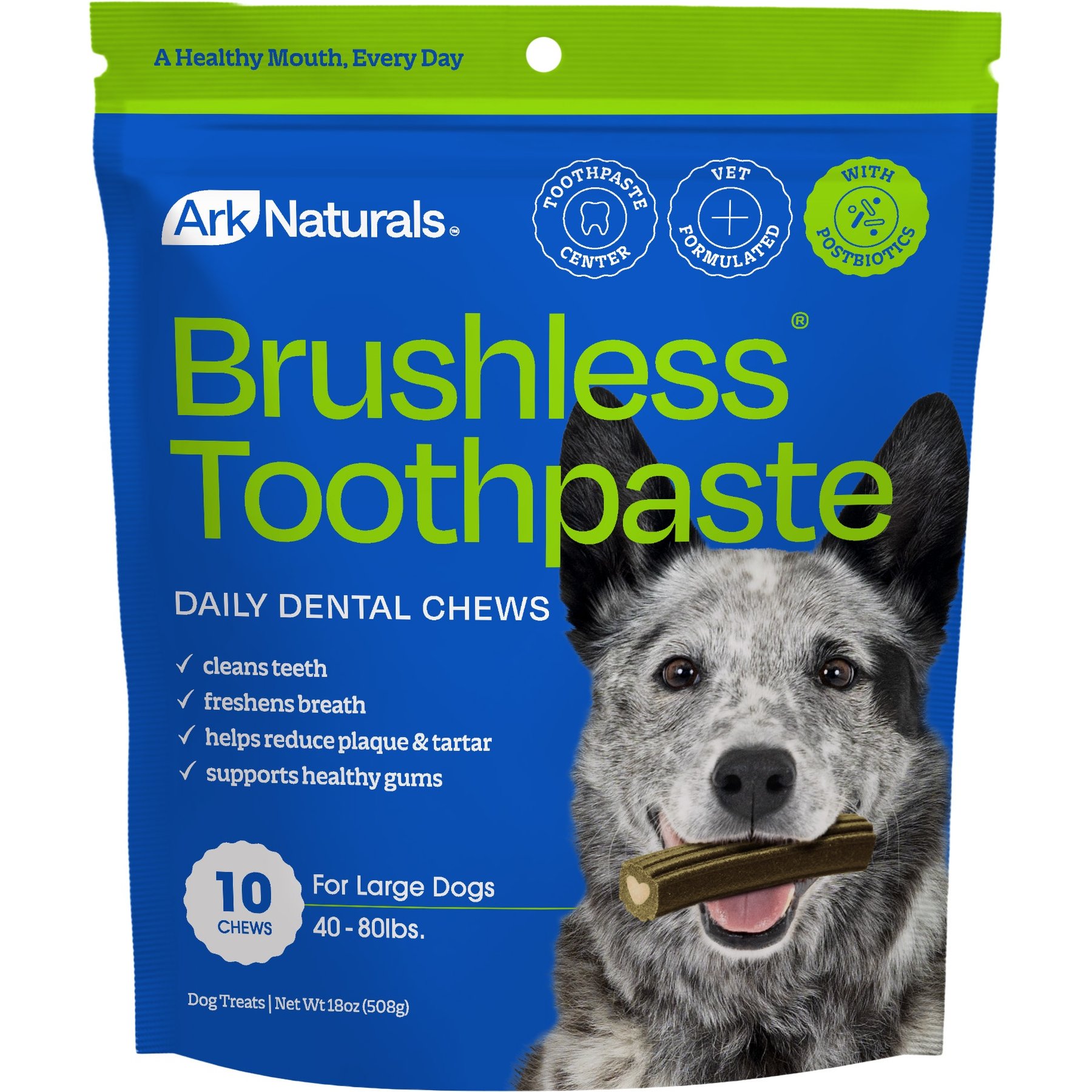Ark Naturals Brushless Dog Chews, Large Breed, 18-oz bag