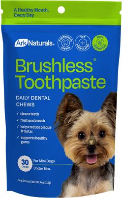 ARK NATURALS Brushless Toothpaste Mini Dental Dog Treats, 4-oz bag