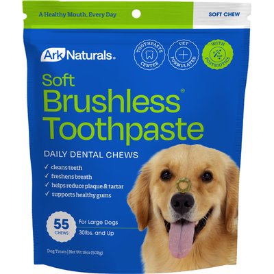 Ark Naturals Ark Naturals Soft Brushless Toothpaste Large Dental Dog Treats, 18-oz bag, 55 count