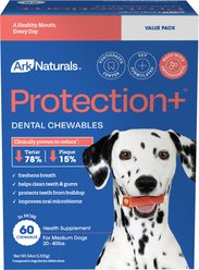 Ark Naturals Protection+ Brushless Toothpaste Medium Dental Dog Treats, 60 count