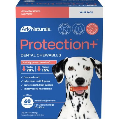 Ark Naturals Ark Naturals Protection+ Brushless Toothpaste Medium Dental Dog Treats, 60 count