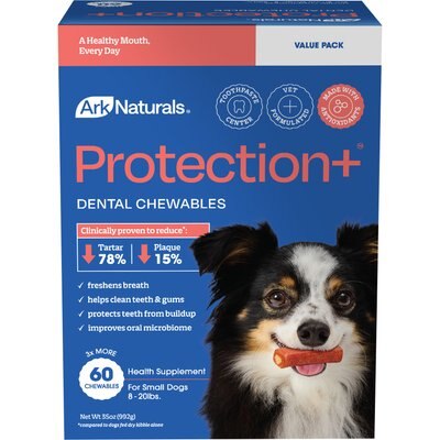 Ark Naturals Ark Naturals Protection+ Brushless Toothpaste Small Dental Dog Treats, 60 count