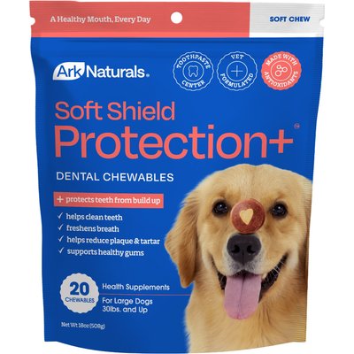Ark Naturals Ark Naturals Soft Shield Protection+ Brushless Toothpaste Large Dental Dog Treats, 18-oz bag, 20 count
