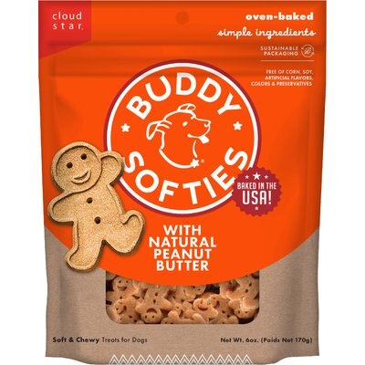 Buddy Biscuits Cloud Star Soft & Chewy Buddy Biscuits Peanut Butter Dog Treats, 6-oz