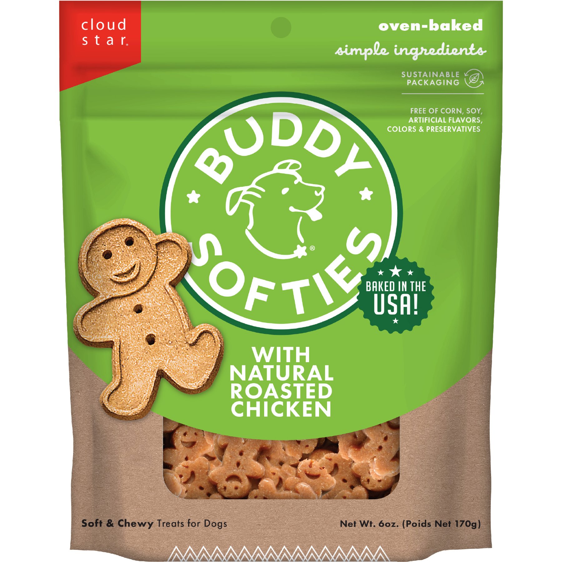 Cloud Star Soft Buddy Biscuits Roasted Chicken Dog Treats, 6-oz