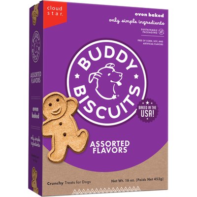 Buddy Biscuits Buddy Biscuits Assorted Flavors with Roasted Chicken, Grilled Beef, Sharp Cheddar Dog Treats, 16-oz box